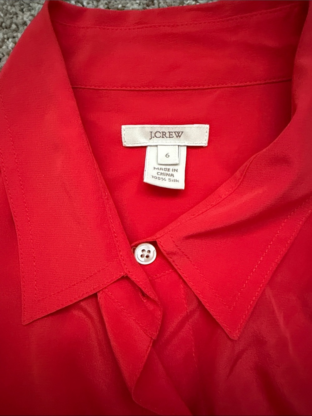 J CREW | 100% Silk Orange Blouse - SZ 6 - Picture 2 of 4
